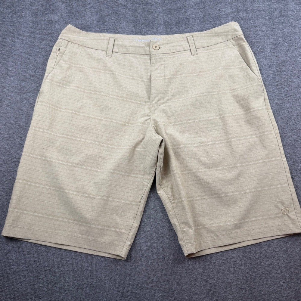 Hang Ten Hybrid Walk Shorts Men's 38 Tan Textured Casual Beach Wear